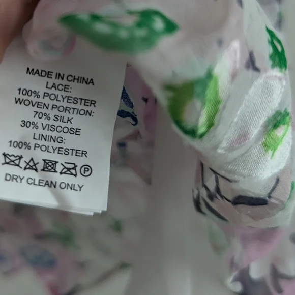 KATE SPADE Silk Lace Devore Blouse WOMEN'S L Pink Daisy Floral Romantic Ruffles - Picture 13 of 16